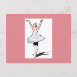 Postal Bailarina de ballet rosa y blanca niña