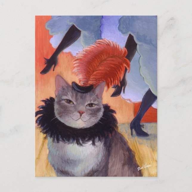 Postal Bailarina de Cabaret Gatito Can-Can (Anverso)