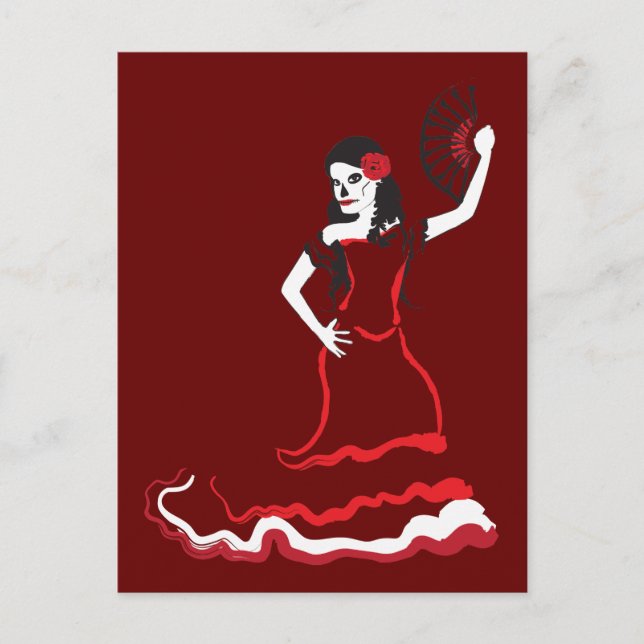 Postal bailarina de cráneo de azúcar en España (Anverso)