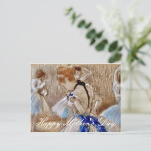 Postal Bailarina de Degas con cinta azul