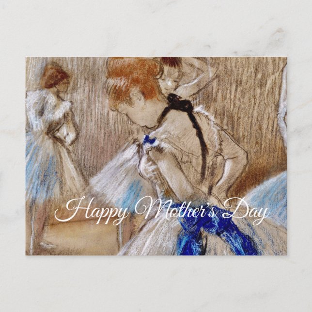 Postal Bailarina de Degas con cinta azul (Anverso)