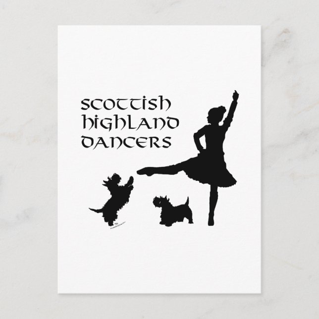 Postal Bailarina de Highland Scottie Dogs (Anverso)