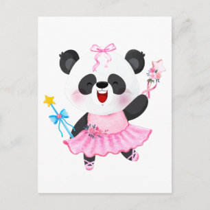 Postal Bailarina de Panda Amantes de los Animales Niña