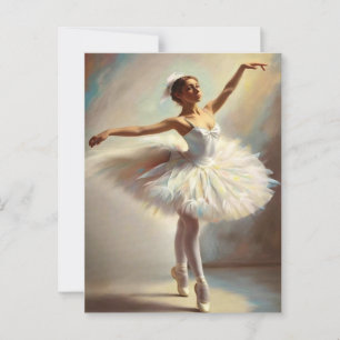 Postal Bailarina de puntas con amplio tutú