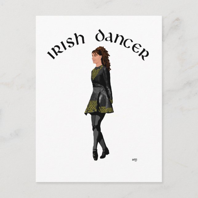 Postal Bailarina de Step Irlandés - Vestido Negro, Cabell (Anverso)
