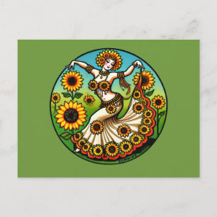 Postal Bailarina de vientre de girasol