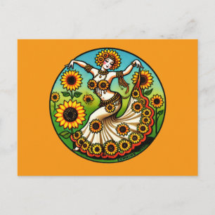 Postal Bailarina del Belly del girasol