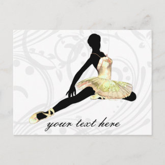 Postal bailarina elegantemente vestida de marfil