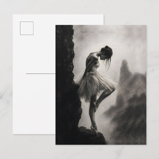 Postal Bailarina en el borde del acantilado Arte dramátic (Anverso / Reverso)