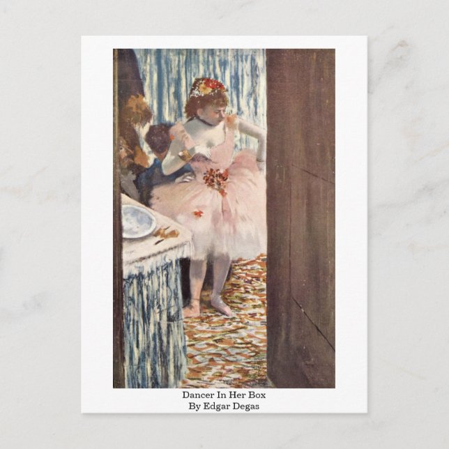 Postal Bailarina En Su Caja De Edgar Degas (Anverso)
