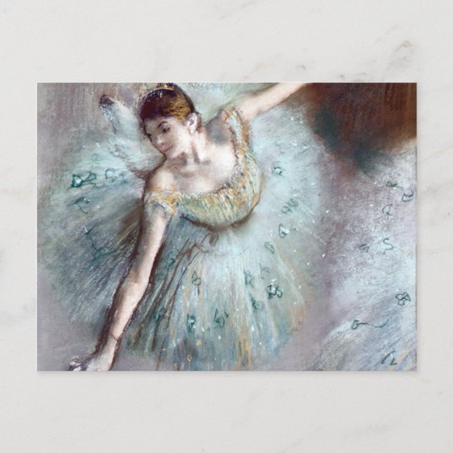 Postal Bailarina en verde por Edgar Degas (Anverso)