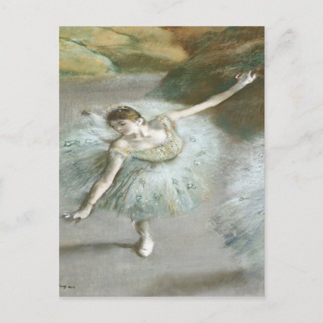 Postal Bailarina en verde por Edgar Degas (Anverso)