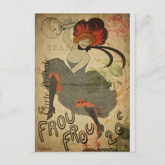 Postal Bailarina francesa tradicional de canapés (Anverso)