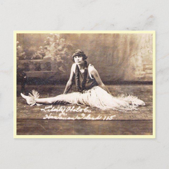 Postal Bailarina Hula, venado de Hawaii (Anverso)