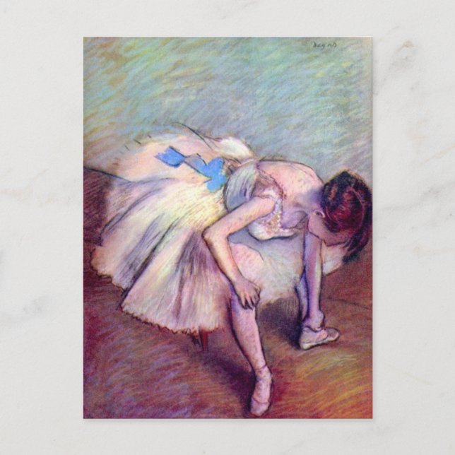 Postal Bailarina sentada de Edgar Degas, Ballet de arte (Anverso)