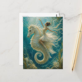 Postal Bailarina surrealista y fantasía de caballito de m