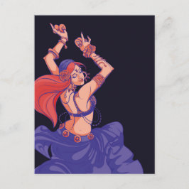 Postal Bailarina tribal gitana con címbalos