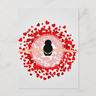 Postal bailarina vestida de rojo