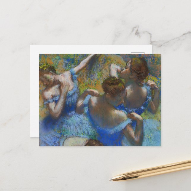 Postal Bailarinas azules, arte degas (Anverso/Reverso In Situ)