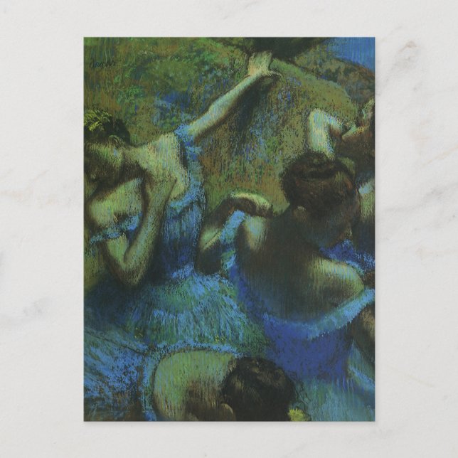 Postal Bailarinas azules de Edgar Degas, impresionismo vi (Anverso)