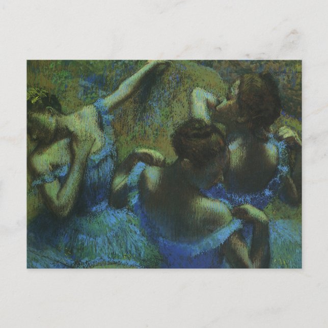 Postal Bailarinas azules de Edgar Degas, impresionismo vi (Anverso)