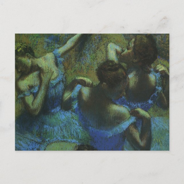 Postal Bailarinas azules de Edgar Degas, impresionismo vi (Anverso)