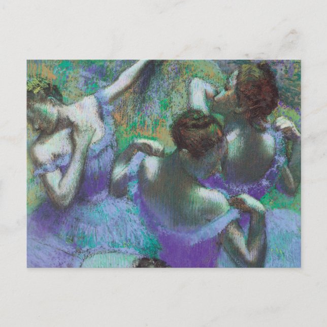 Postal Bailarinas azules de Edgar Degas, impresionismo vi (Anverso)