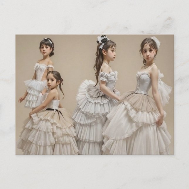 Postal Bailarinas con trajes románticos (Anverso)
