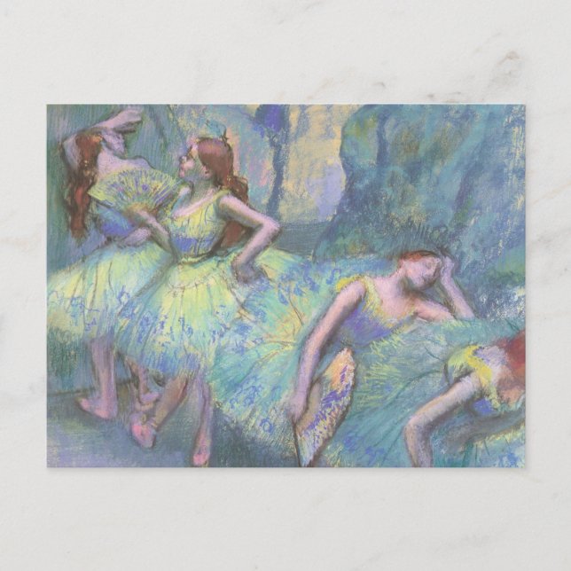 Postal Bailarinas de ballet en las alas por Edgar Degas (Anverso)