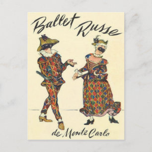 Postal Bailarinas de ballet Russe Harlequin
