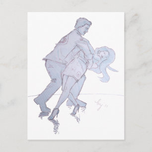 Postal Bailarinas de la competencia Jive Ceroc moderna