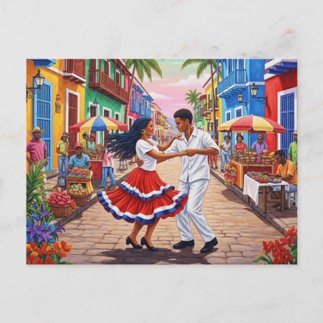 Postal Bailarinas de Merengue República Dominicana (Anverso)