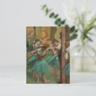 Postal Bailarinas, Edgar Degas, rosa y verde