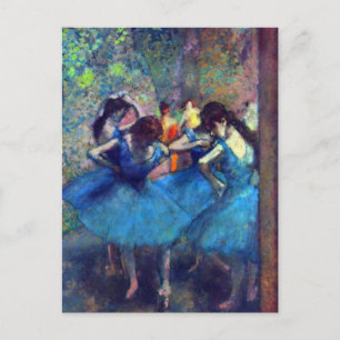 Postal Bailarinas en Azul por Edgar Degas, Arte de Ballet