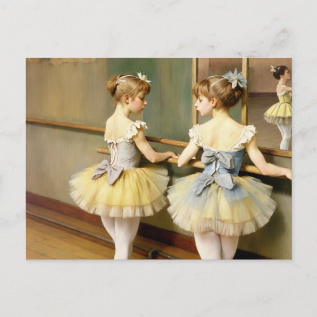 Postal Bailarinas en sala de ensayo inspiradas por Degas (Anverso)