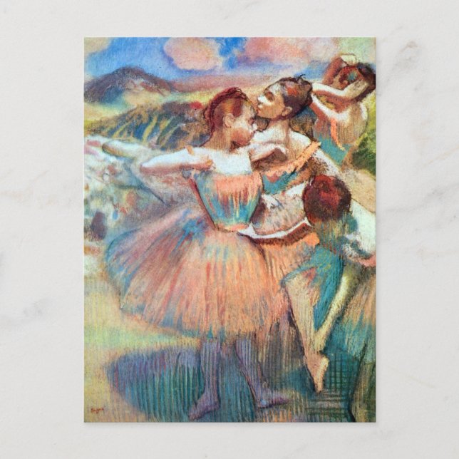 Postal Bailarinas en un paisaje de Edgar Degas (Anverso)