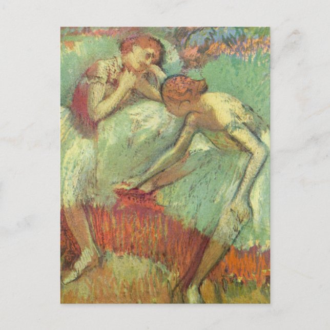 Postal Bailarinas en verde de Edgar Degas, ballet de époc (Anverso)