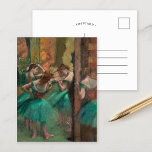 Postal Bailarinas, rosa y verde | Edgar Degas<br><div class="desc">Bailarinas, rosadas y verdes (1890) del impresionista francés Edgar Degas. Degas es famoso por sus dibujos en tonos pastel y sus pinturas al óleo. Él era un maestro en representar el movimiento, como se puede ver en sus muchas obras de bailarinas de ballet. Utilice las herramientas de diseño para agregar...</div>
