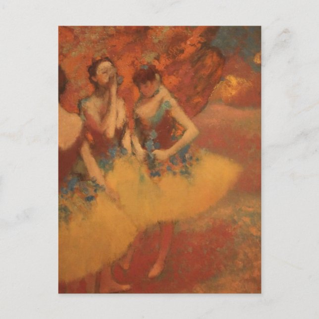 Postal Bailarines de ballet naranja Edgar Degas (Anverso)