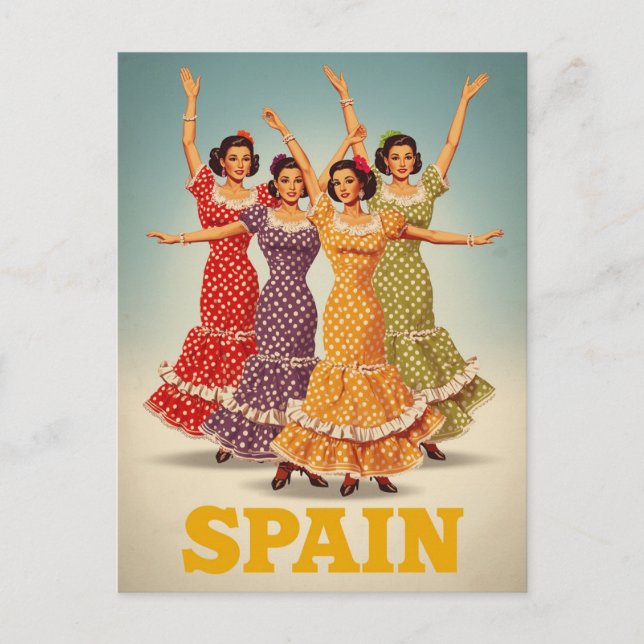 Postal Bailarines de Flamenco de España Viaje (Anverso)