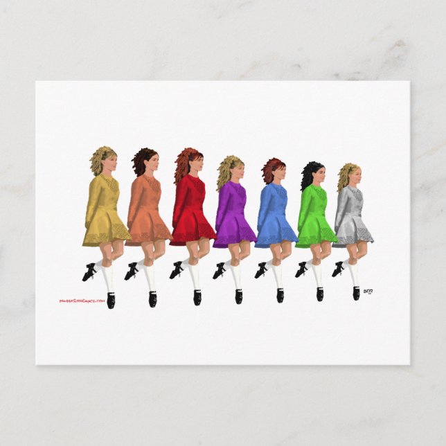 Postal Bailarines de Step Irlandés - Línea de Bailarines  (Anverso)