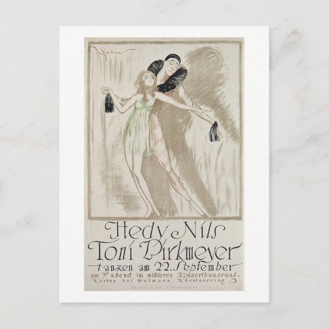 Postal Bailarines elegantes, publicidad, cosecha (Anverso)