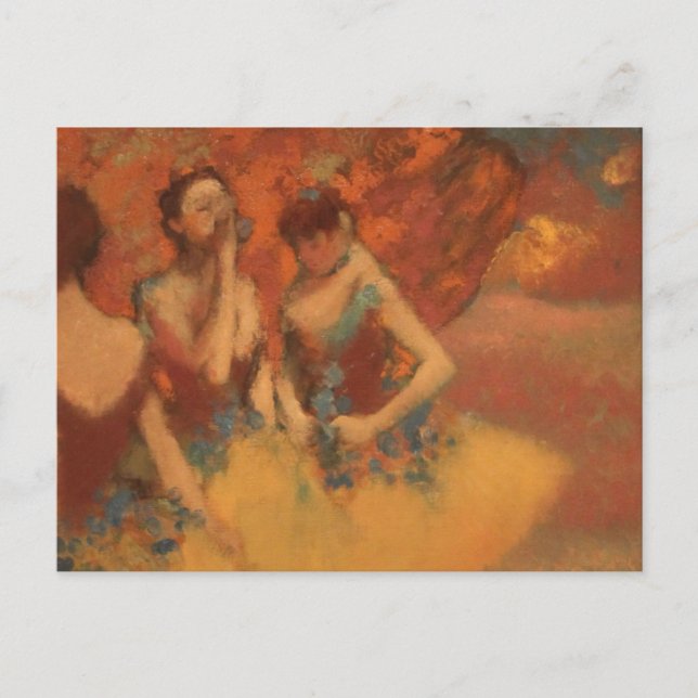 Postal Bailarines naranjas Edgar Degas (Anverso)