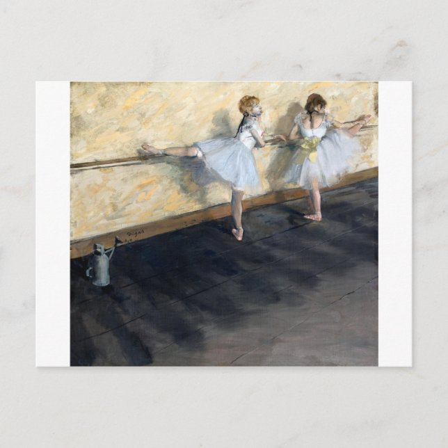 Postal Bailarines practicando en el Barre, Edgar Degas (Anverso)