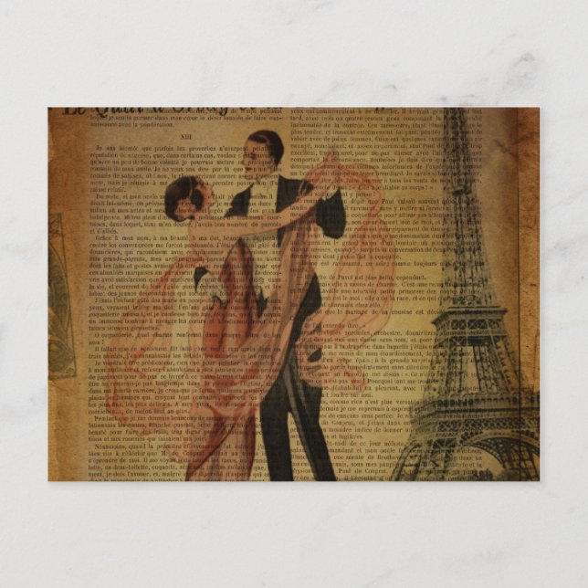 Postal bailarines románticos del salón de baile Paris Wal (Anverso)