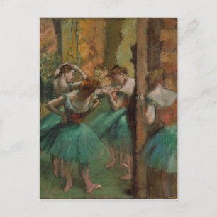 Postal Bailarines rosa y verde de Edgar Degas