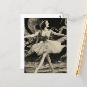 Postal Baile Ballerina con el pulpo