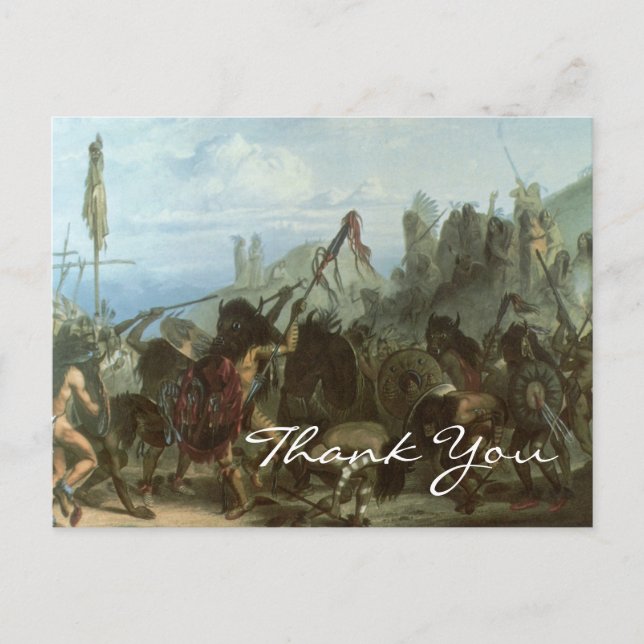 Postal Baile Bison de Bodmer (Anverso)