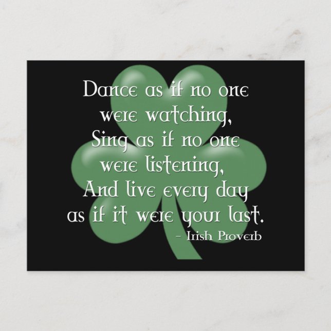 Postal Baile como si :: Proverbio irlandés (Diseño blanco (Anverso)