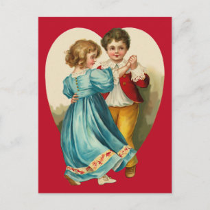 Postal Baile de niño y Chica